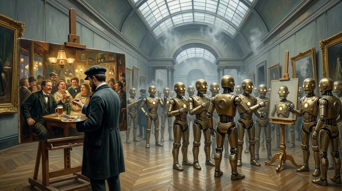 AI-generated image of AI looking at itself